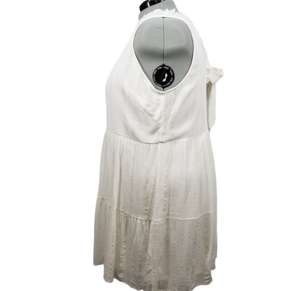 2X Andree by Unit White Sleeveless Dress Summer Tier Metallic Prairie - Picture 2 of 10